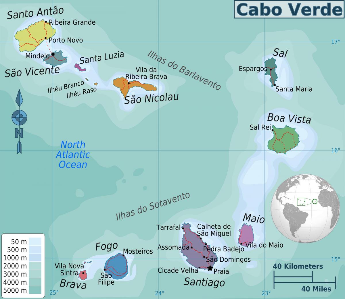 Cape Verde trong bản đồ